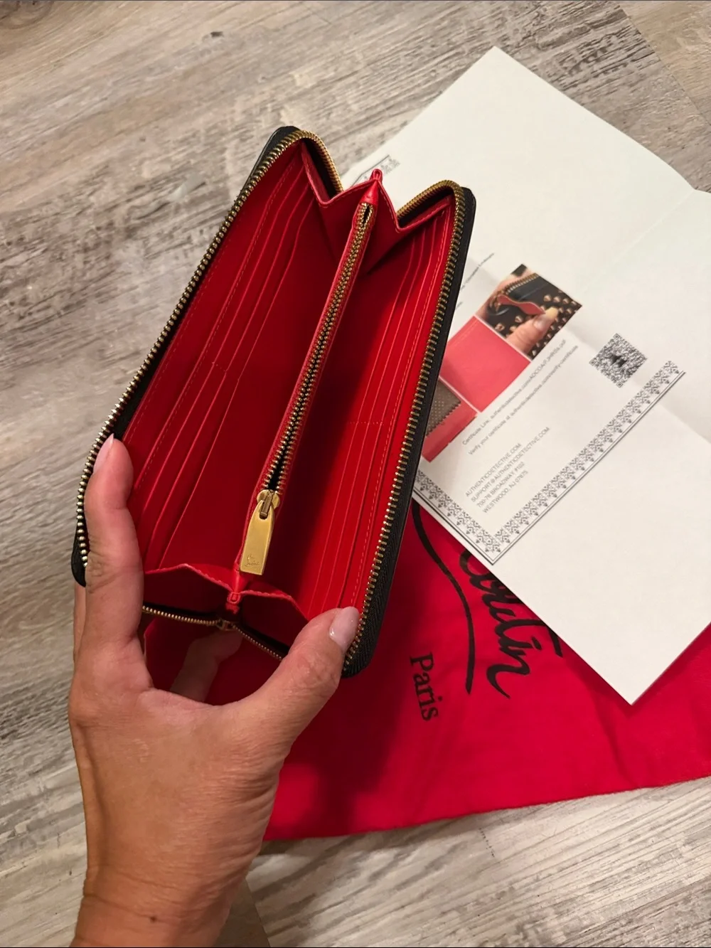 Christian Louboutin Black Money Clip with Gold-Tone Studs